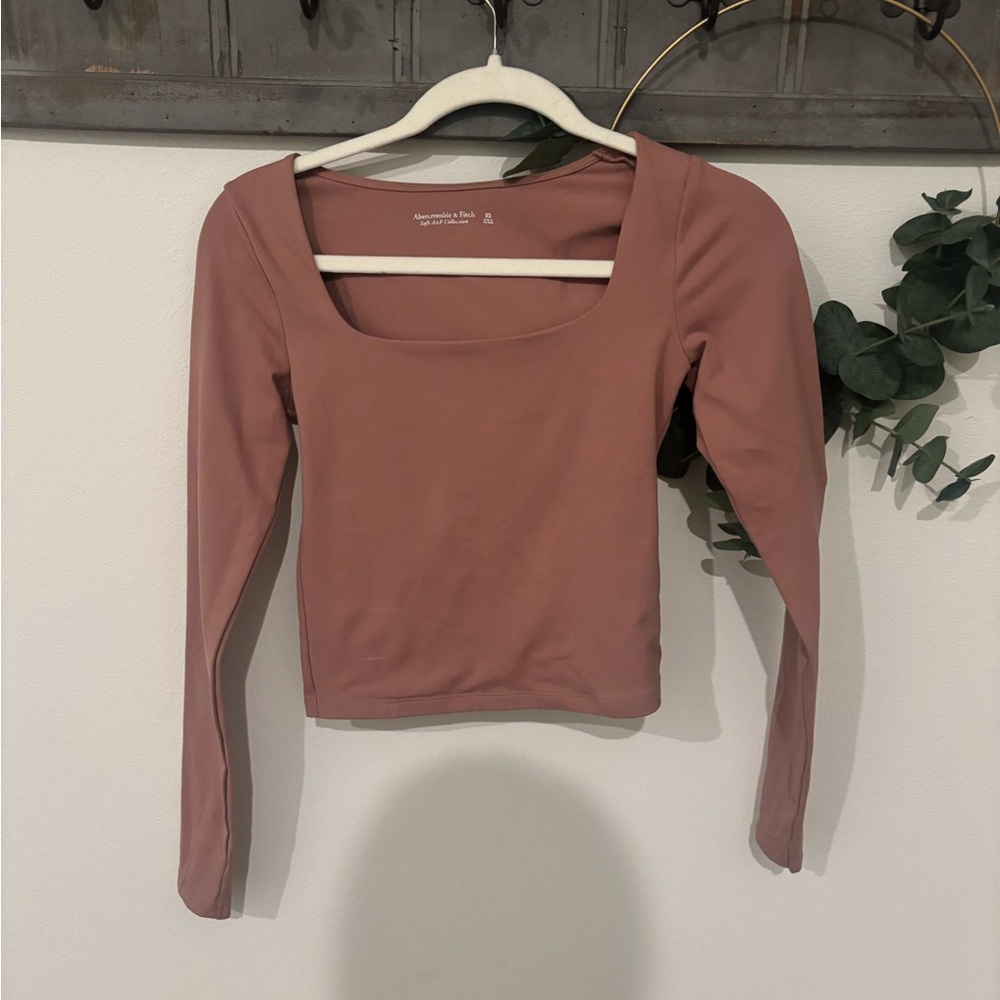 Abercrombie & Fitch Pink Long Sleeve Fitted Bodysuit